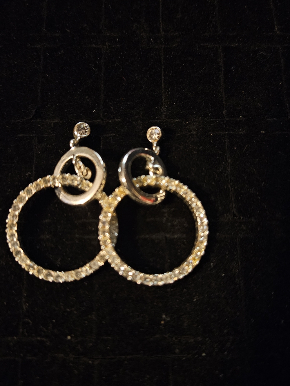 Sparkling Silver and Gold Hoop Drop Earrings - Women Jewelry